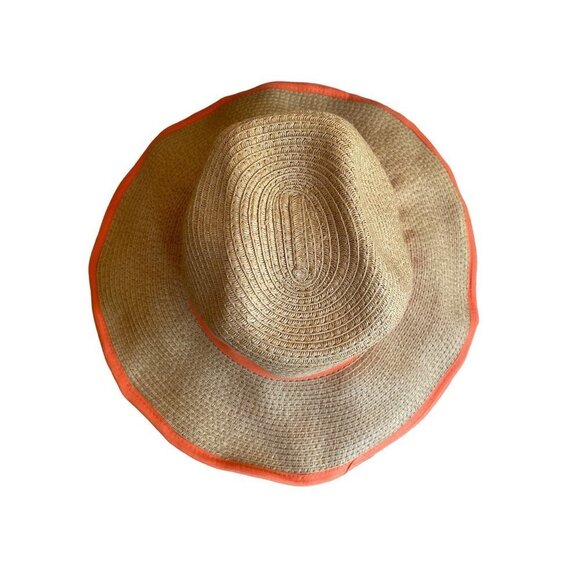 Steve Madden Natural Color Sun Hat Orange Band One Size - Picture 2 of 4
